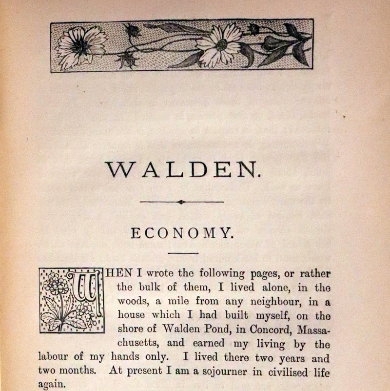 1886 Rare Victorian Book - WALDEN by Henry David THOREAU With an Introductory Note by Will H. Dircks.
