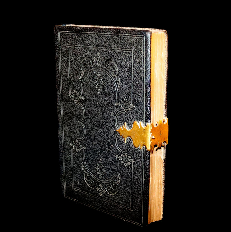1870 Rare Book bound by Bagster - POLYGLOT BIBLE, OLD AND NEW TESTAMENTS with Clasp.