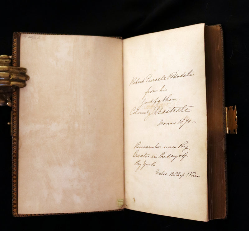 1870 Rare Book bound by Bagster - POLYGLOT BIBLE, OLD AND NEW TESTAMENTS with Clasp.