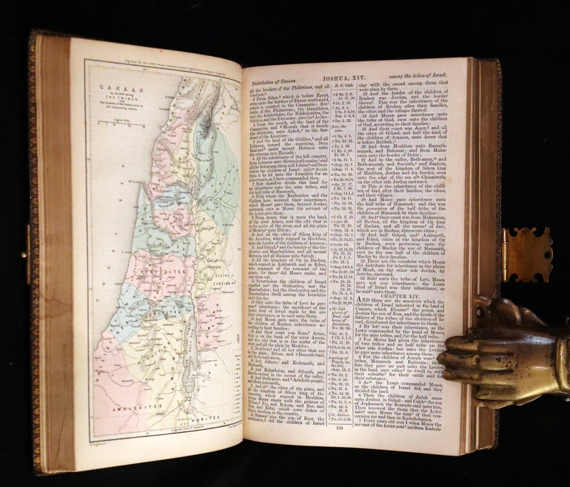 1870 Rare Book bound by Bagster - POLYGLOT BIBLE, OLD AND NEW TESTAMENTS with Clasp.