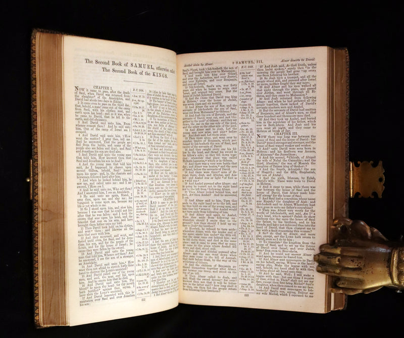 1870 Rare Book bound by Bagster - POLYGLOT BIBLE, OLD AND NEW TESTAMENTS with Clasp.