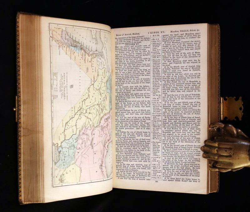 1870 Rare Book bound by Bagster - POLYGLOT BIBLE, OLD AND NEW TESTAMENTS with Clasp.