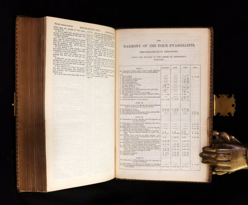 1870 Rare Book bound by Bagster - POLYGLOT BIBLE, OLD AND NEW TESTAMENTS with Clasp.