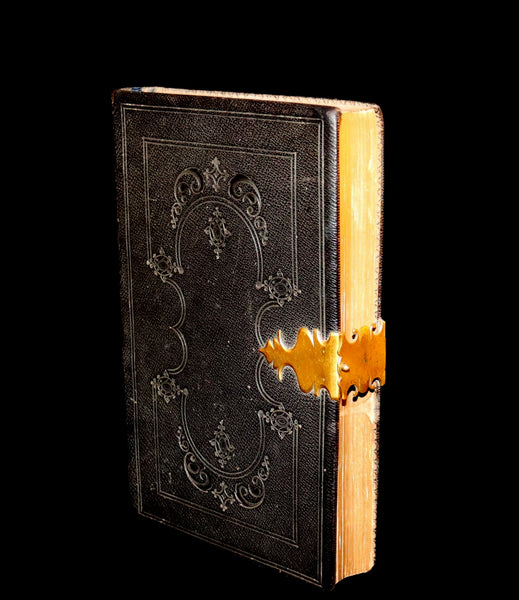 1870 Rare Book bound by Bagster - POLYGLOT BIBLE, OLD AND NEW TESTAMENTS with Clasp.