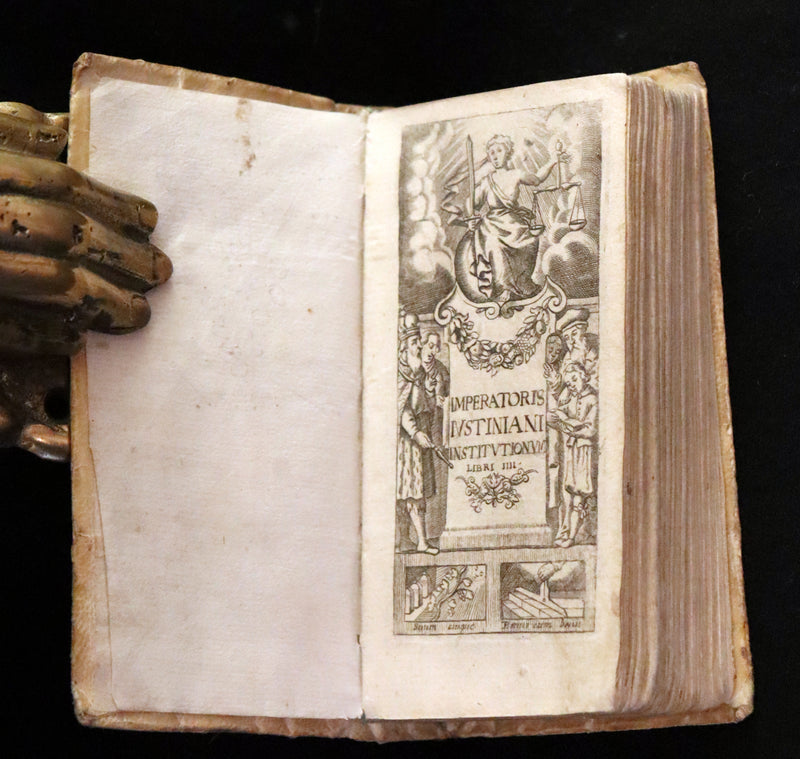 1667 Scarce Latin vellum Book - The Four Books of the Institutions of Emperor Justinian - Imperatoris justiniani institutionum libri IV.