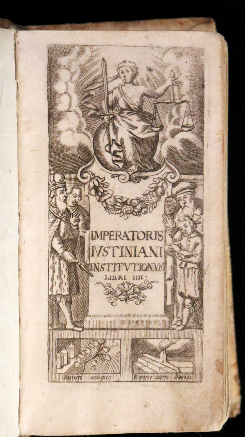 1667 Scarce Latin vellum Book - The Four Books of the Institutions of Emperor Justinian - Imperatoris justiniani institutionum libri IV.