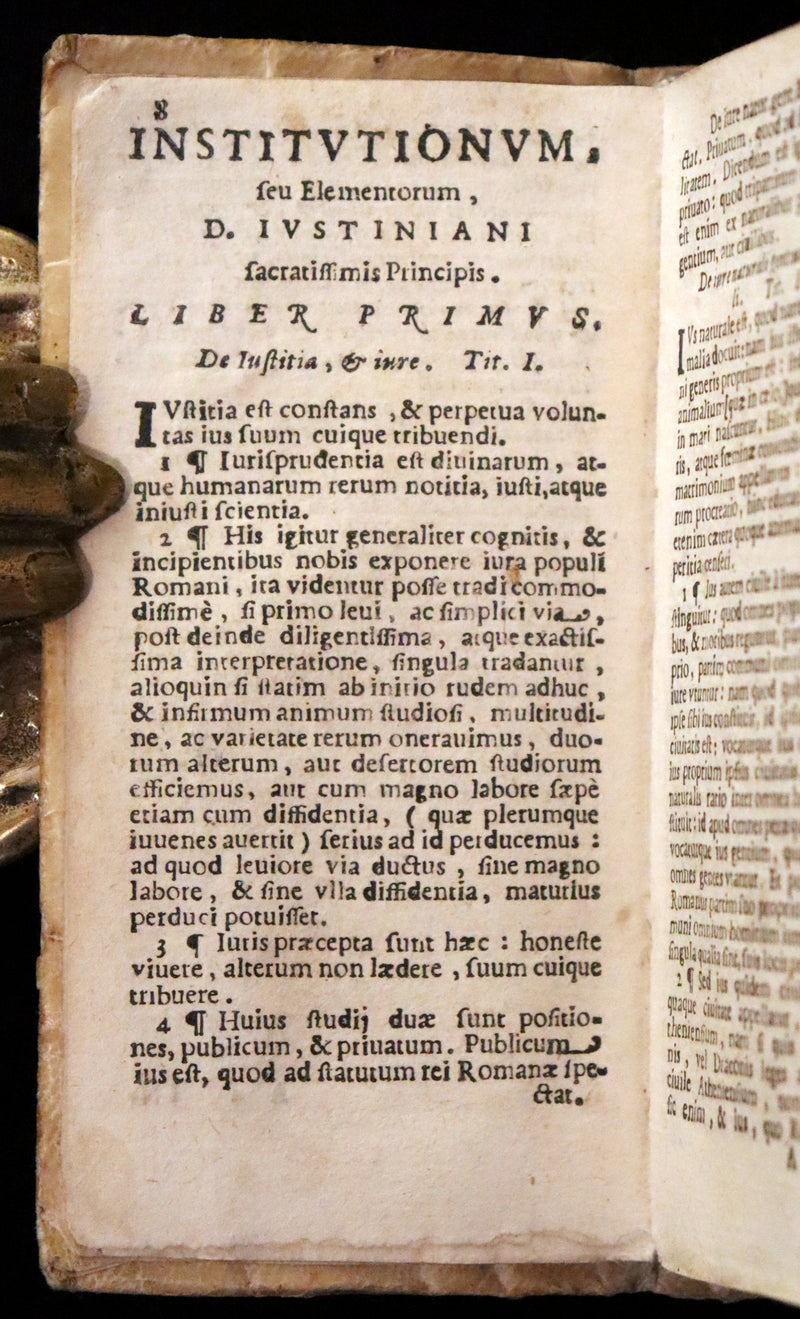 1667 Scarce Latin vellum Book - The Four Books of the Institutions of Emperor Justinian - Imperatoris justiniani institutionum libri IV.
