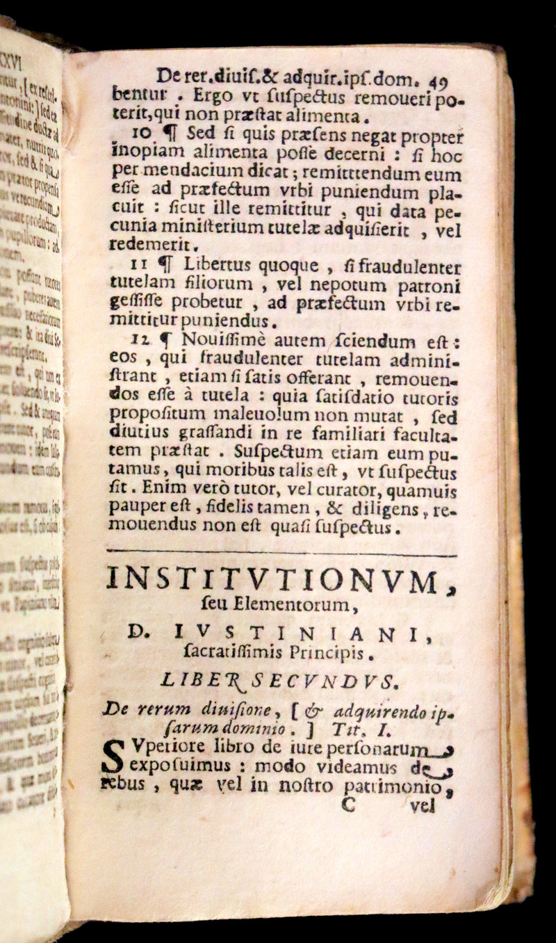 1667 Scarce Latin vellum Book - The Four Books of the Institutions of Emperor Justinian - Imperatoris justiniani institutionum libri IV.