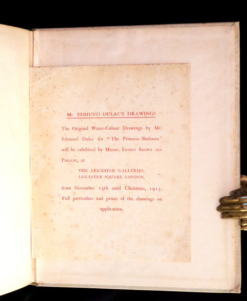 1913 Rare Limited SIGNED First Edition - Princess Badoura. A Tale from the Arabian Nights by Laurence Housman. Illustrated by Edmund Dulac.