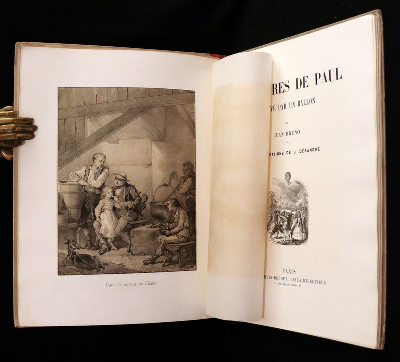1870 Rare French Ballooning Book - Aventures de Paul enlevé par un ballon - Adventures of Paul Abducted by a Balloon.