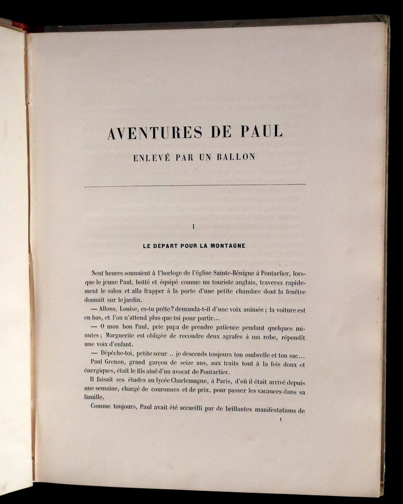 1870 Rare French Ballooning Book - Aventures de Paul enlevé par un ballon - Adventures of Paul Abducted by a Balloon.