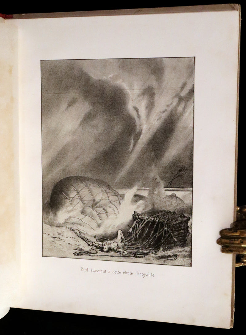 1870 Rare French Ballooning Book - Aventures de Paul enlevé par un ballon - Adventures of Paul Abducted by a Balloon.