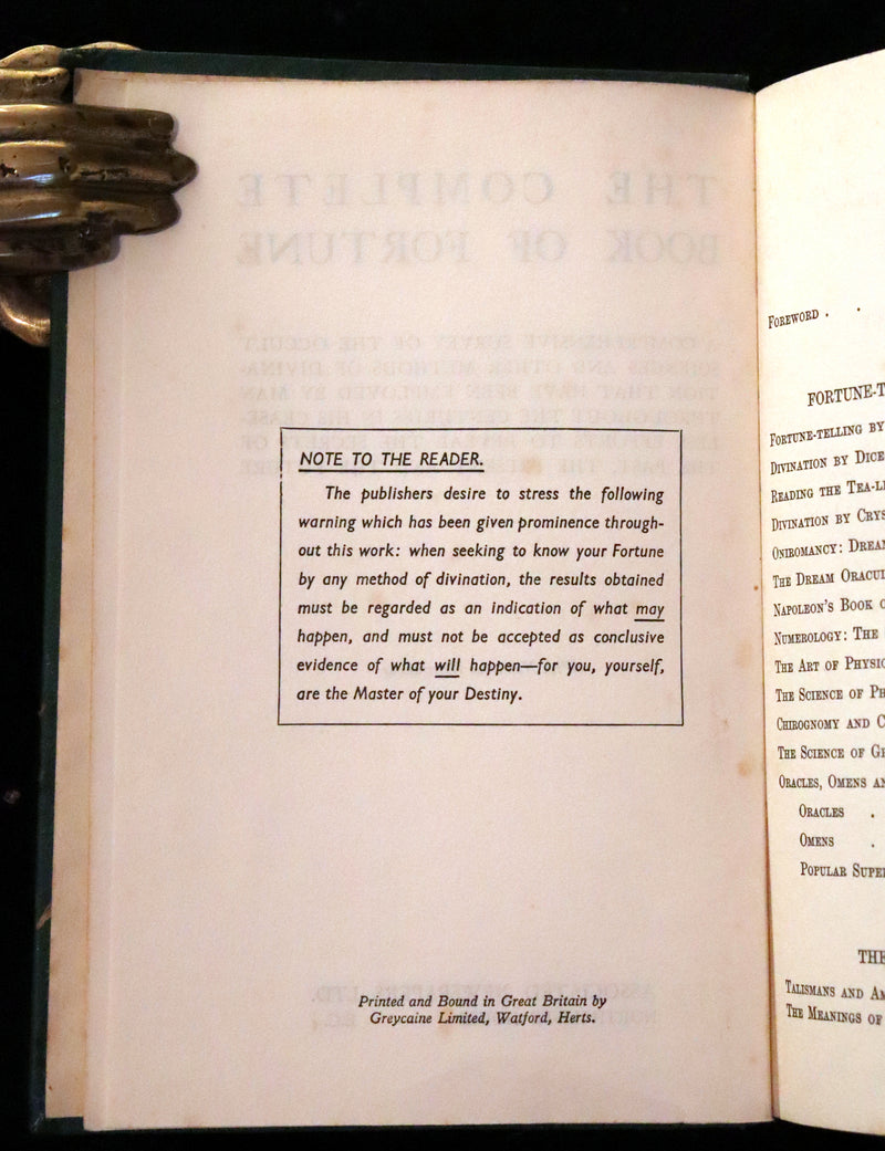 1935 Rare Book - The Complete Book of Fortune A Comprehensive Survey Of The Occult Sciences & Other Methods Of Divination.