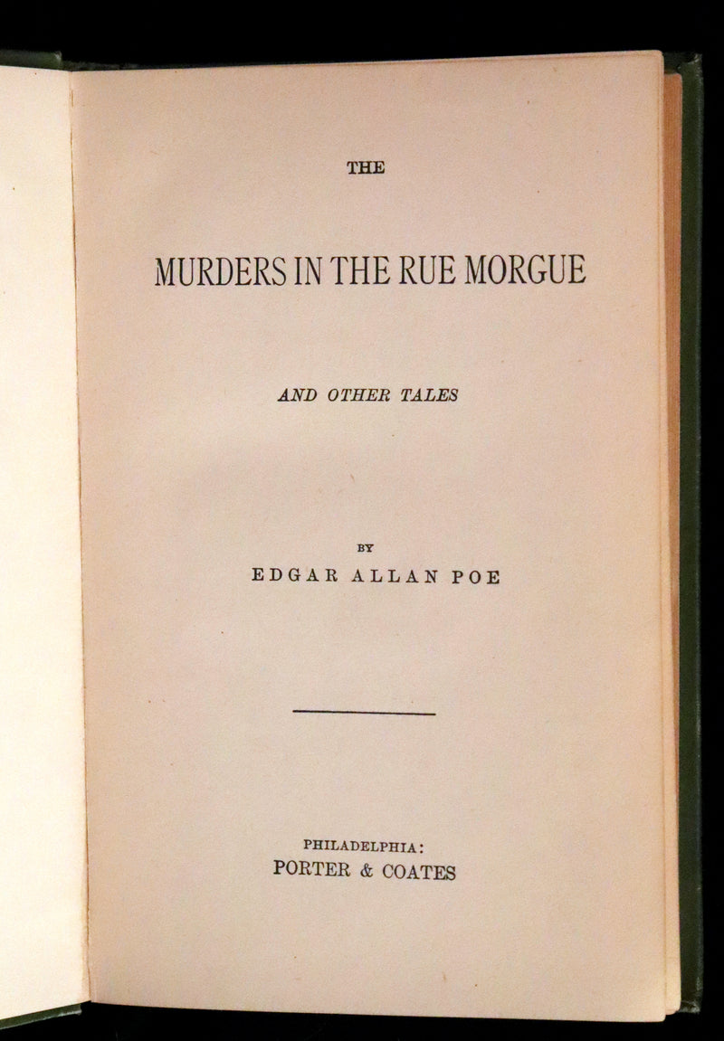 1887 Scarce Book - The Murders in the Rue Morgue and Other Tales by Edgar Allan POE (Black Cat, Pit & Pendulum, Fall of House of Usher, Gold Bug, etc.).