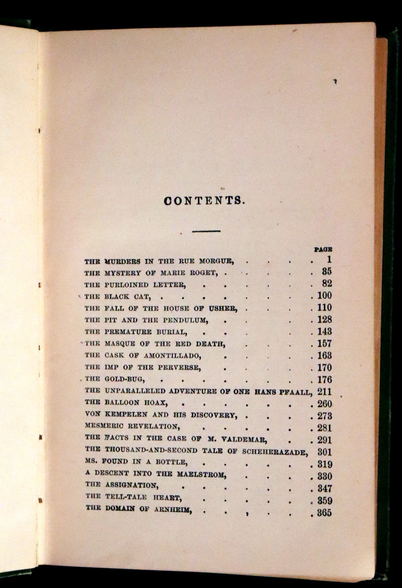 1887 Scarce Book - The Murders in the Rue Morgue and Other Tales by Edgar Allan POE (Black Cat, Pit & Pendulum, Fall of House of Usher, Gold Bug, etc.).
