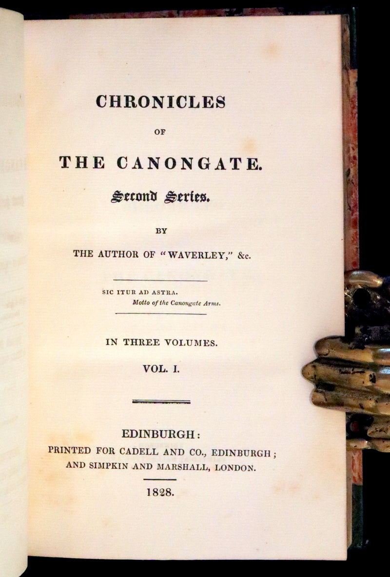 1828 Rare First Edition Book Set - The Fair Maid of Perth (Chronicles of the Canongate, 2nd Series) by Sir Walter Scott.