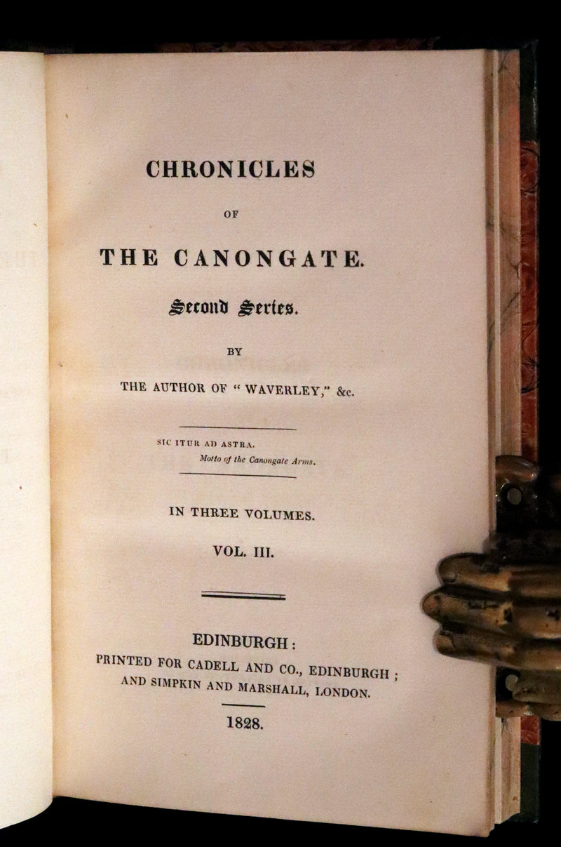 1828 Rare First Edition Book Set - The Fair Maid of Perth (Chronicles of the Canongate, 2nd Series) by Sir Walter Scott.