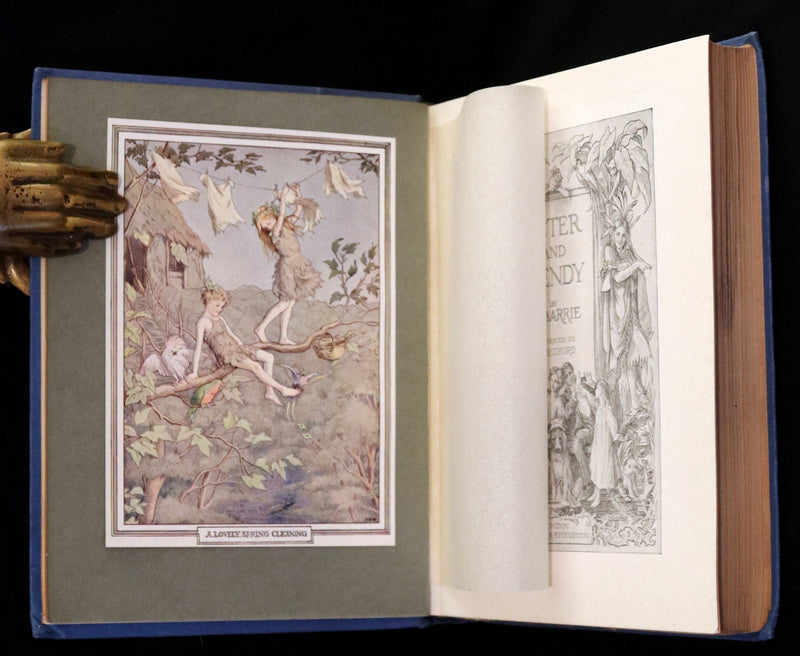 1911 Scarce PETER PAN Edition - Peter and Wendy by J.M. Barrie illustrated by F.D. Bedford with Tipped-in Color Frontispiece.