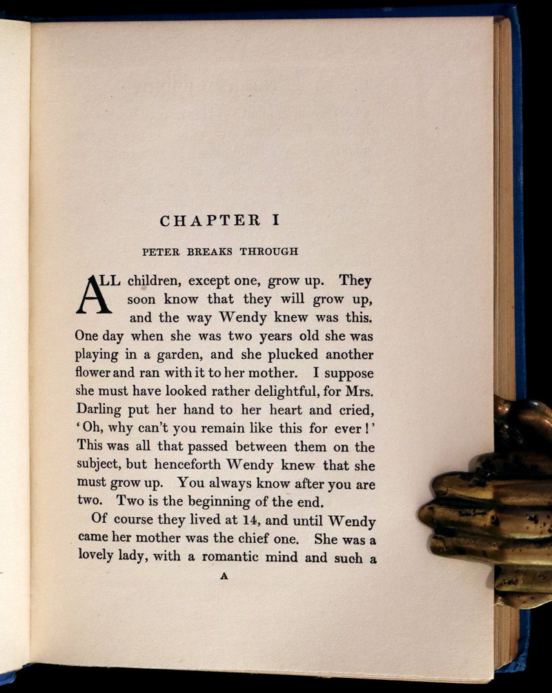 1911 Scarce PETER PAN Edition - Peter and Wendy by J.M. Barrie illustrated by F.D. Bedford with Tipped-in Color Frontispiece.