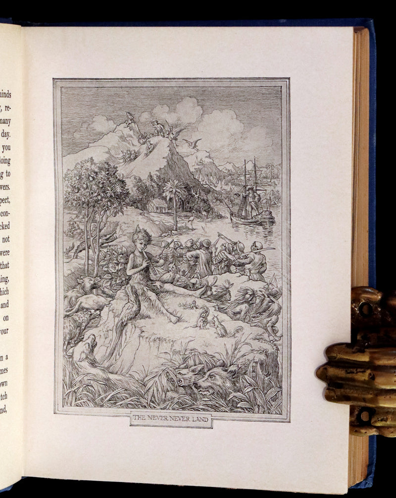 1911 Scarce PETER PAN Edition - Peter and Wendy by J.M. Barrie illustrated by F.D. Bedford with Tipped-in Color Frontispiece.