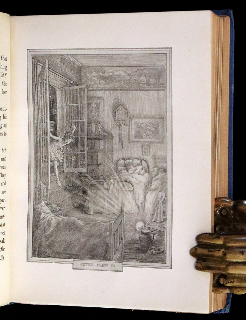 1911 Scarce PETER PAN Edition - Peter and Wendy by J.M. Barrie illustrated by F.D. Bedford with Tipped-in Color Frontispiece.