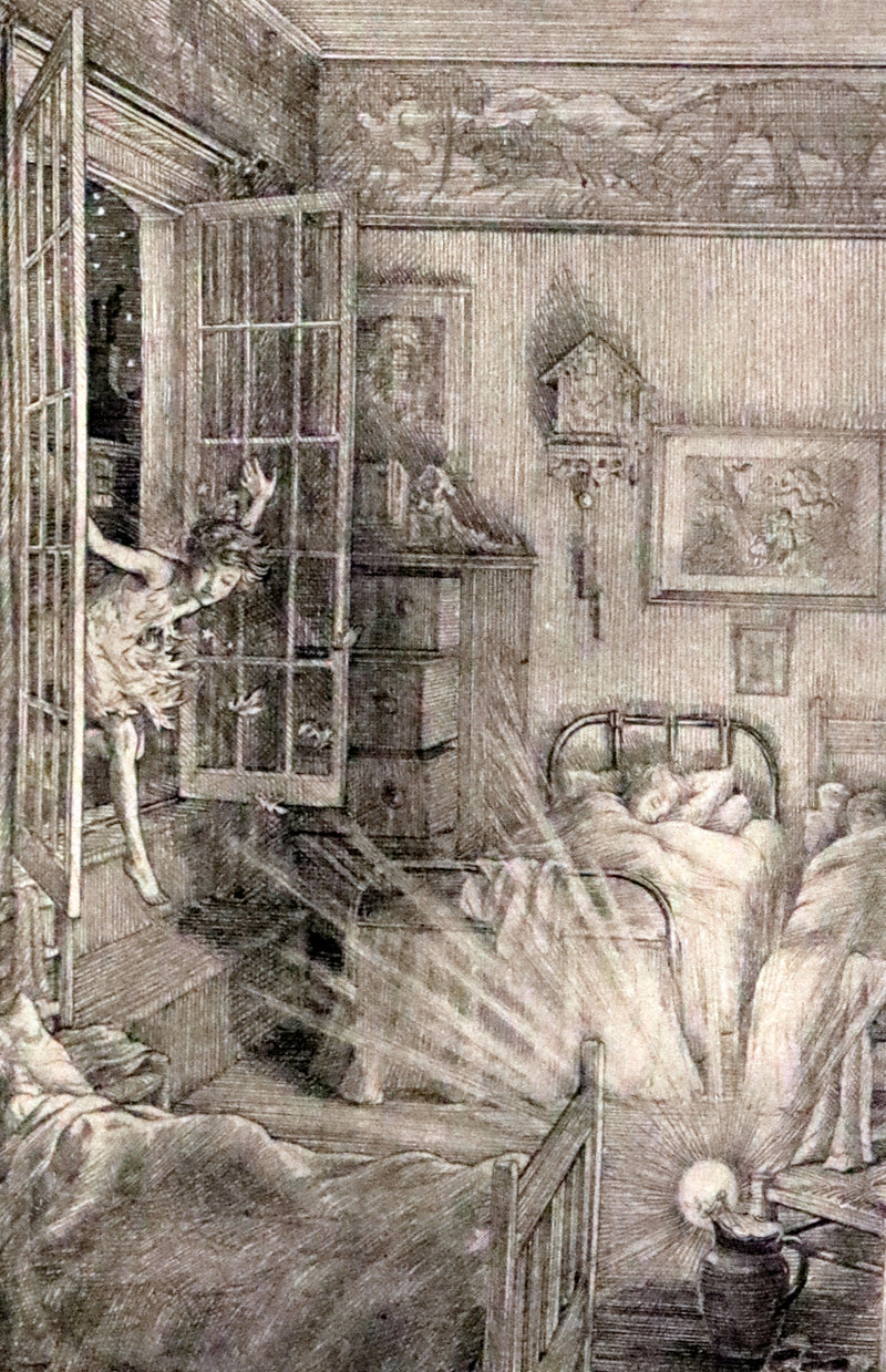 1911 Scarce PETER PAN Edition - Peter and Wendy by J.M. Barrie illustrated by F.D. Bedford with Tipped-in Color Frontispiece.