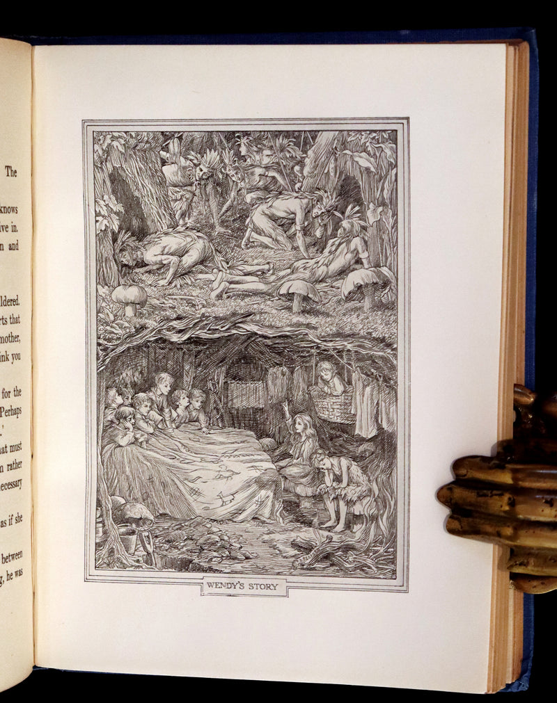 1911 Scarce PETER PAN Edition - Peter and Wendy by J.M. Barrie illustrated by F.D. Bedford with Tipped-in Color Frontispiece.