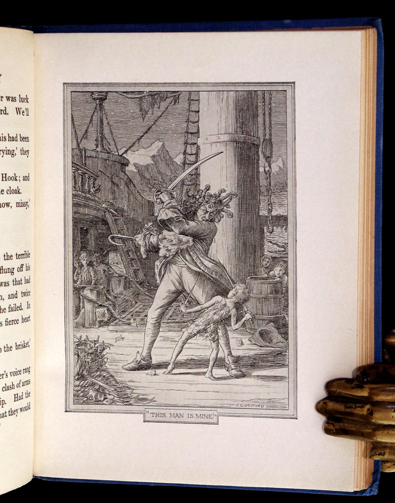1911 Scarce PETER PAN Edition - Peter and Wendy by J.M. Barrie illustrated by F.D. Bedford with Tipped-in Color Frontispiece.