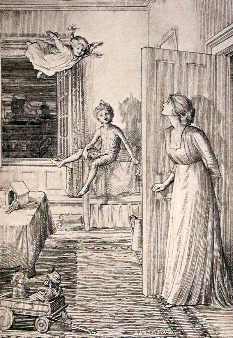 1911 Scarce PETER PAN Edition - Peter and Wendy by J.M. Barrie illustrated by F.D. Bedford with Tipped-in Color Frontispiece.