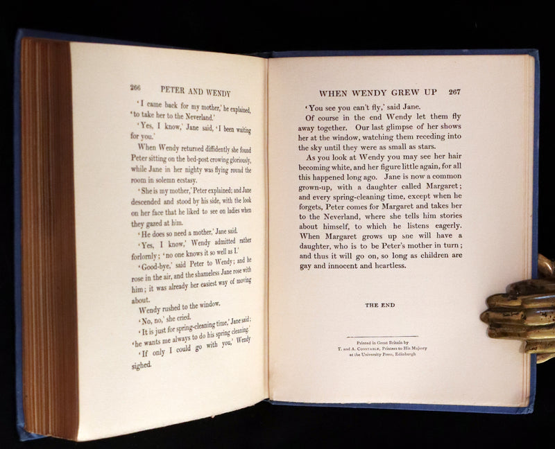 1911 Scarce PETER PAN Edition - Peter and Wendy by J.M. Barrie illustrated by F.D. Bedford with Tipped-in Color Frontispiece.