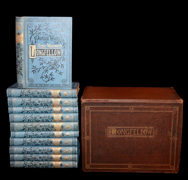 1878 Rare Victorian Edition - Longfellow's Poetical Works (11 Volume Box Set).
