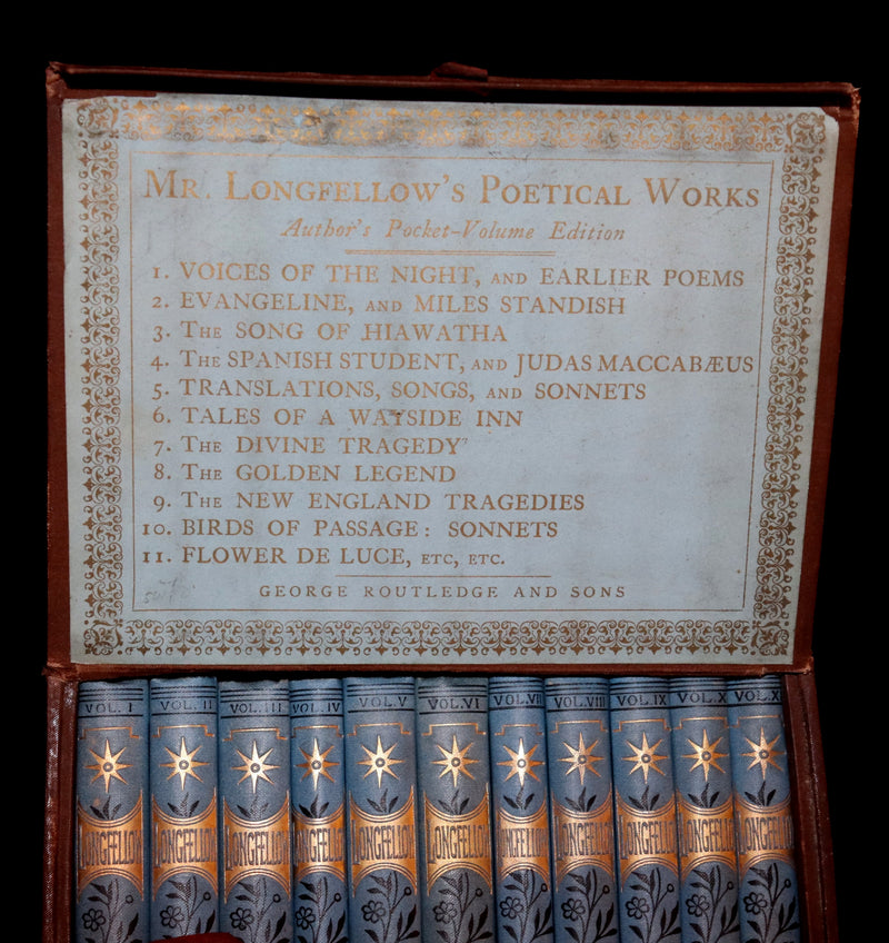 1878 Rare Victorian Edition - Longfellow's Poetical Works (11 Volume Box Set).