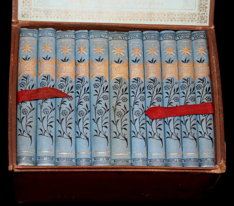 1878 Rare Victorian Edition - Longfellow's Poetical Works (11 Volume Box Set).