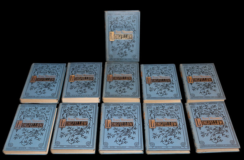1878 Rare Victorian Edition - Longfellow's Poetical Works (11 Volume Box Set).