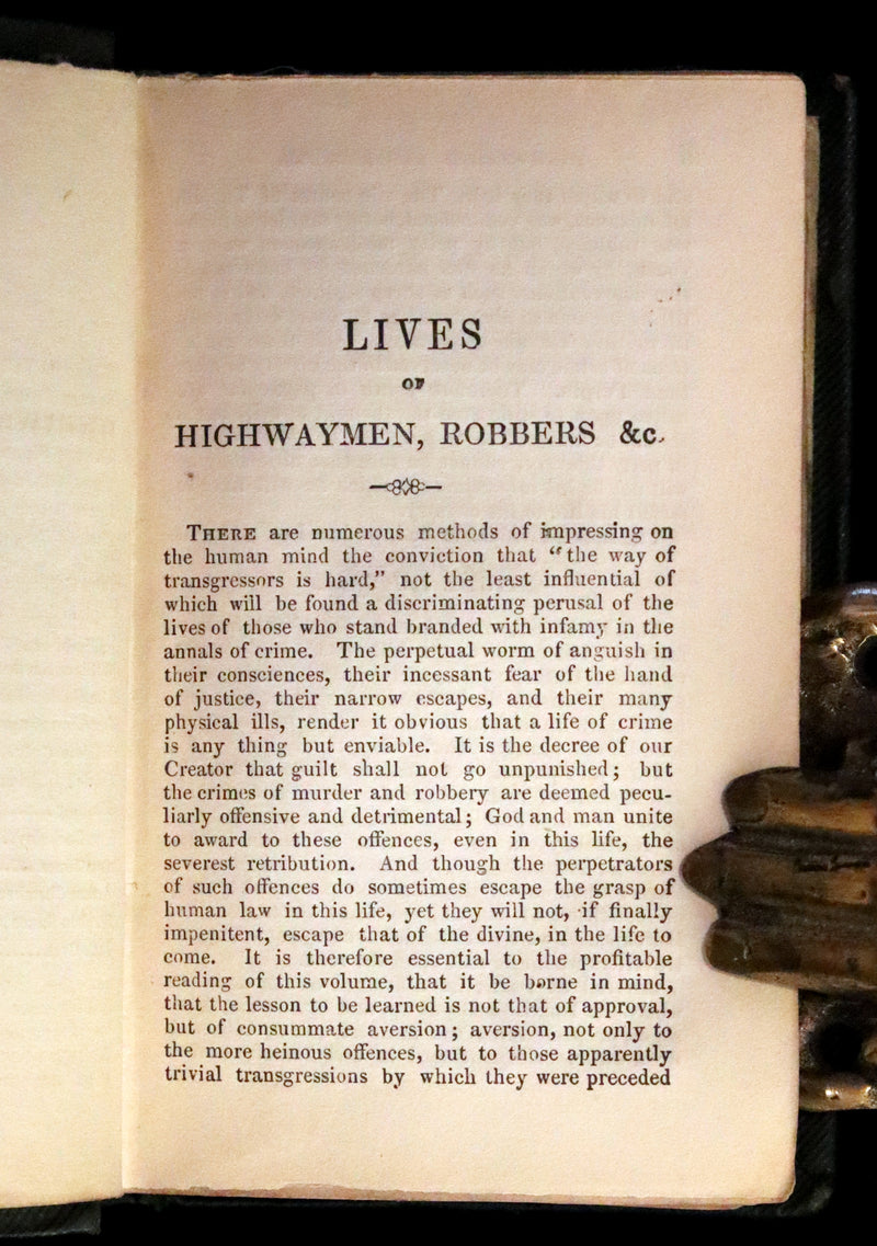 1844 Scarce Book - Lives of the Most Notorious and Daring Highwaymen, Robbers and Murderers.