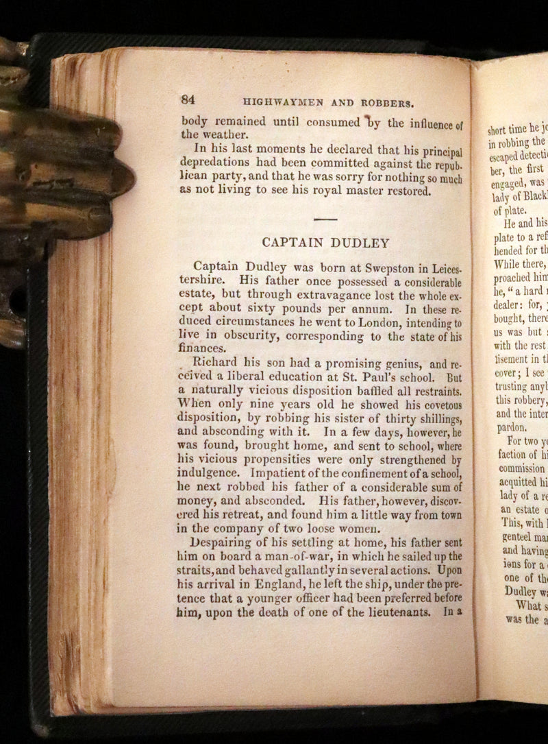 1844 Scarce Book - Lives of the Most Notorious and Daring Highwaymen, Robbers and Murderers.