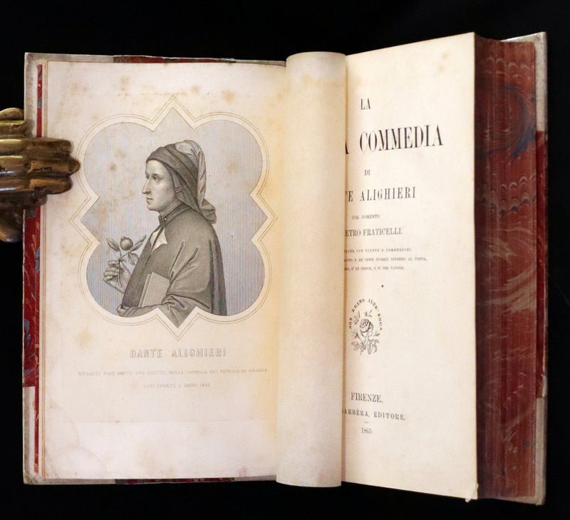 1865 Rare Italian Vellum Book - La Divina Commedia di DANTE ALIGHIERI - Divine Comedy.