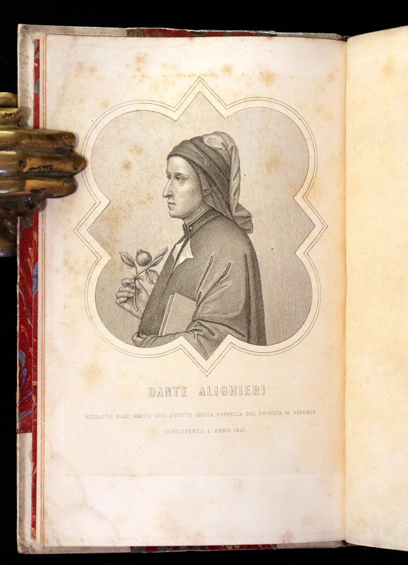 1865 Rare Italian Vellum Book - La Divina Commedia di DANTE ALIGHIERI - Divine Comedy.