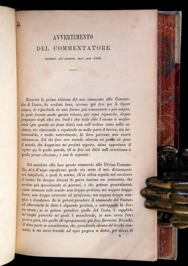 1865 Rare Italian Vellum Book - La Divina Commedia di DANTE ALIGHIERI - Divine Comedy.