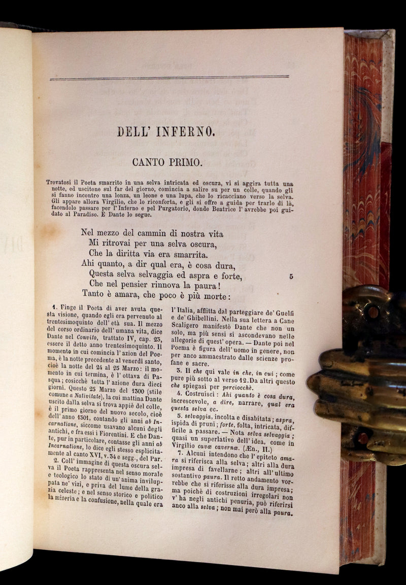 1865 Rare Italian Vellum Book - La Divina Commedia di DANTE ALIGHIERI - Divine Comedy.