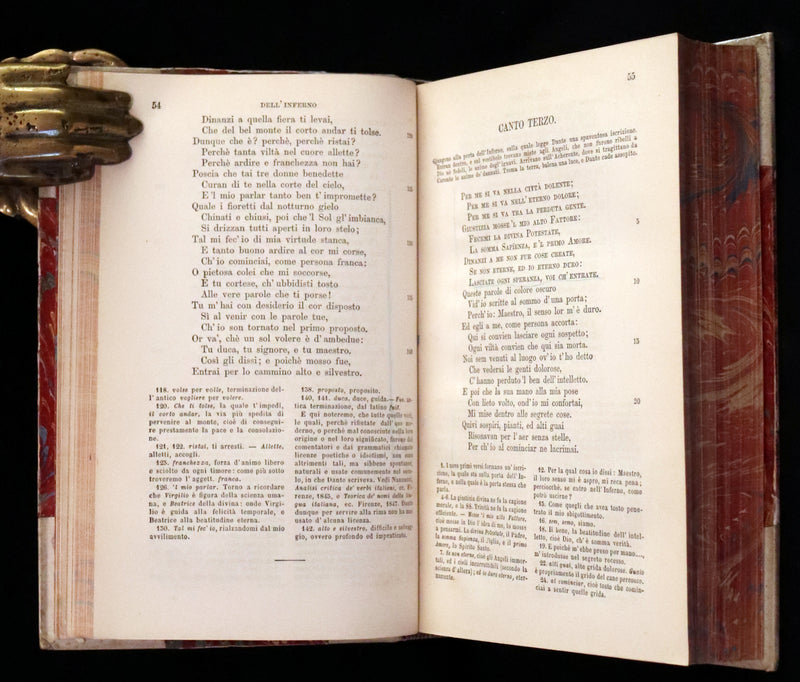 1865 Rare Italian Vellum Book - La Divina Commedia di DANTE ALIGHIERI - Divine Comedy.