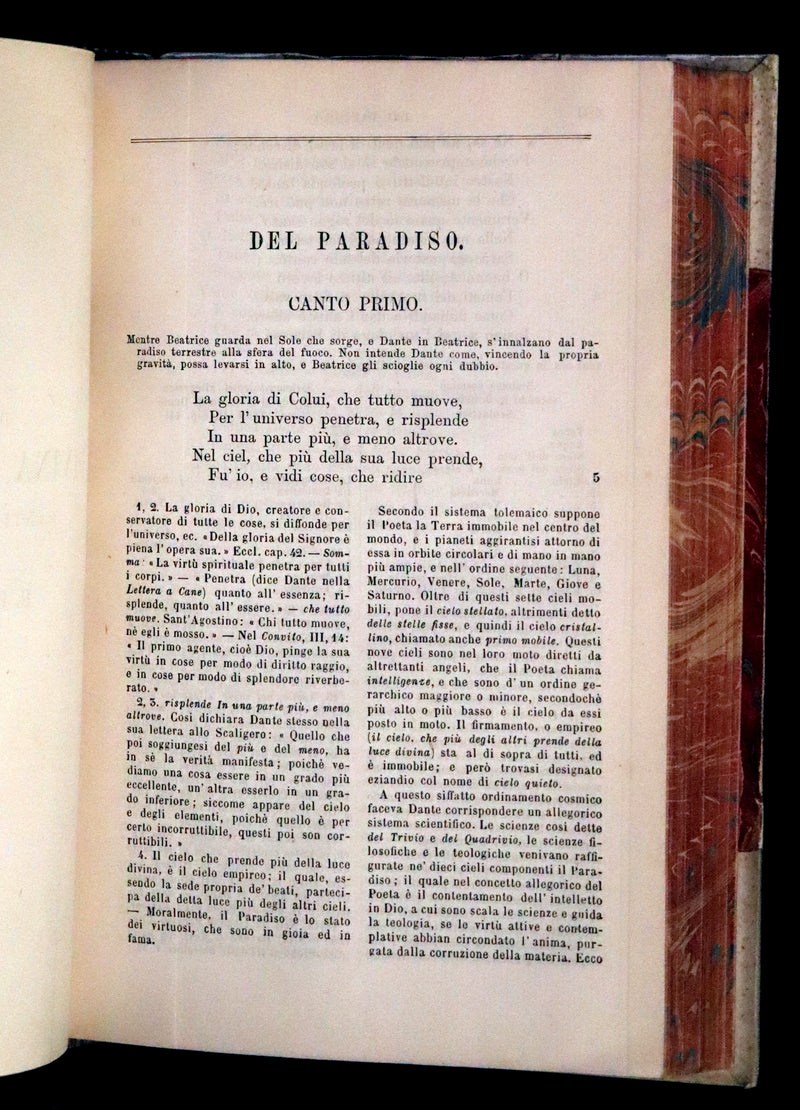 1865 Rare Italian Vellum Book - La Divina Commedia di DANTE ALIGHIERI - Divine Comedy.