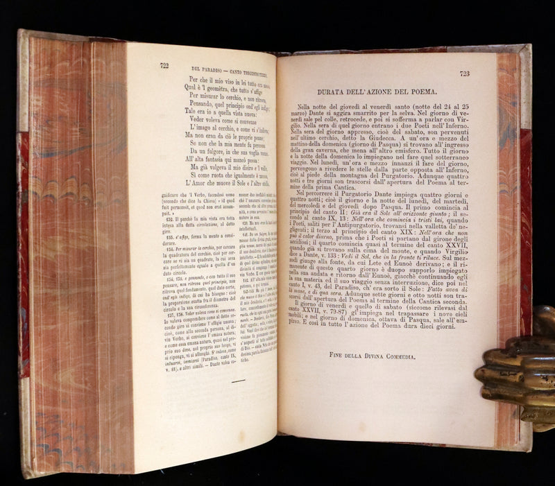 1865 Rare Italian Vellum Book - La Divina Commedia di DANTE ALIGHIERI - Divine Comedy.