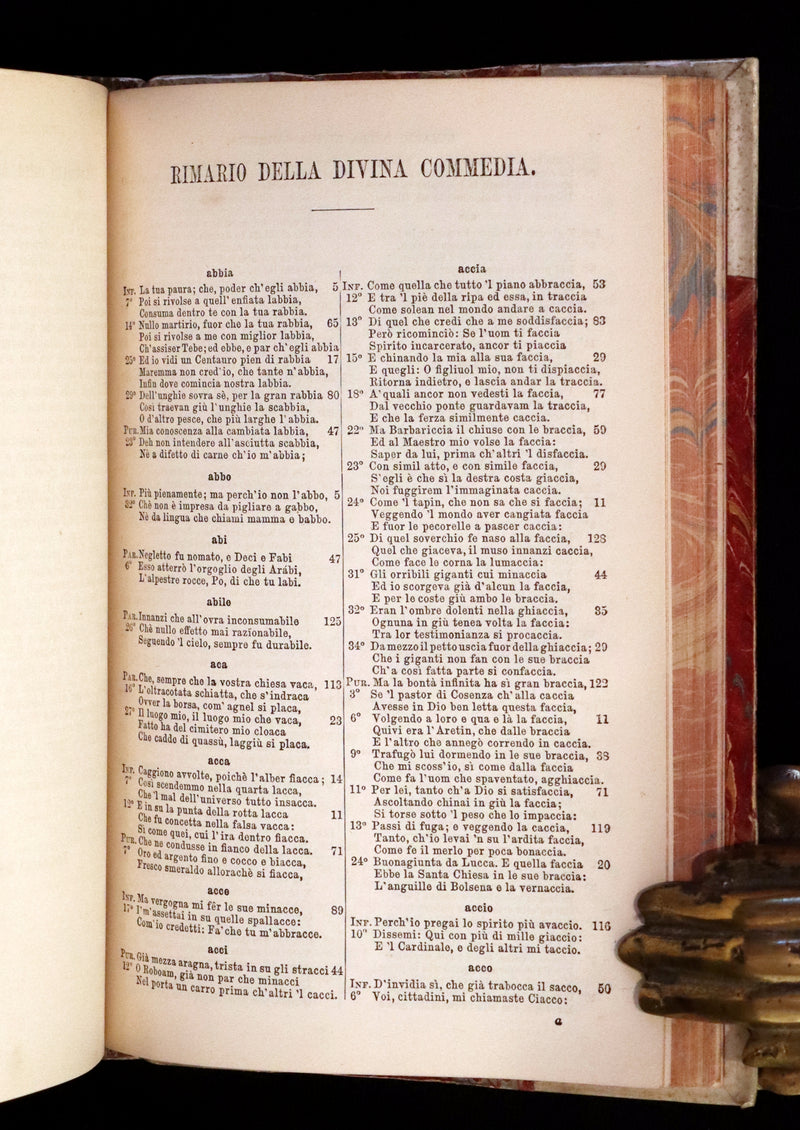1865 Rare Italian Vellum Book - La Divina Commedia di DANTE ALIGHIERI - Divine Comedy.