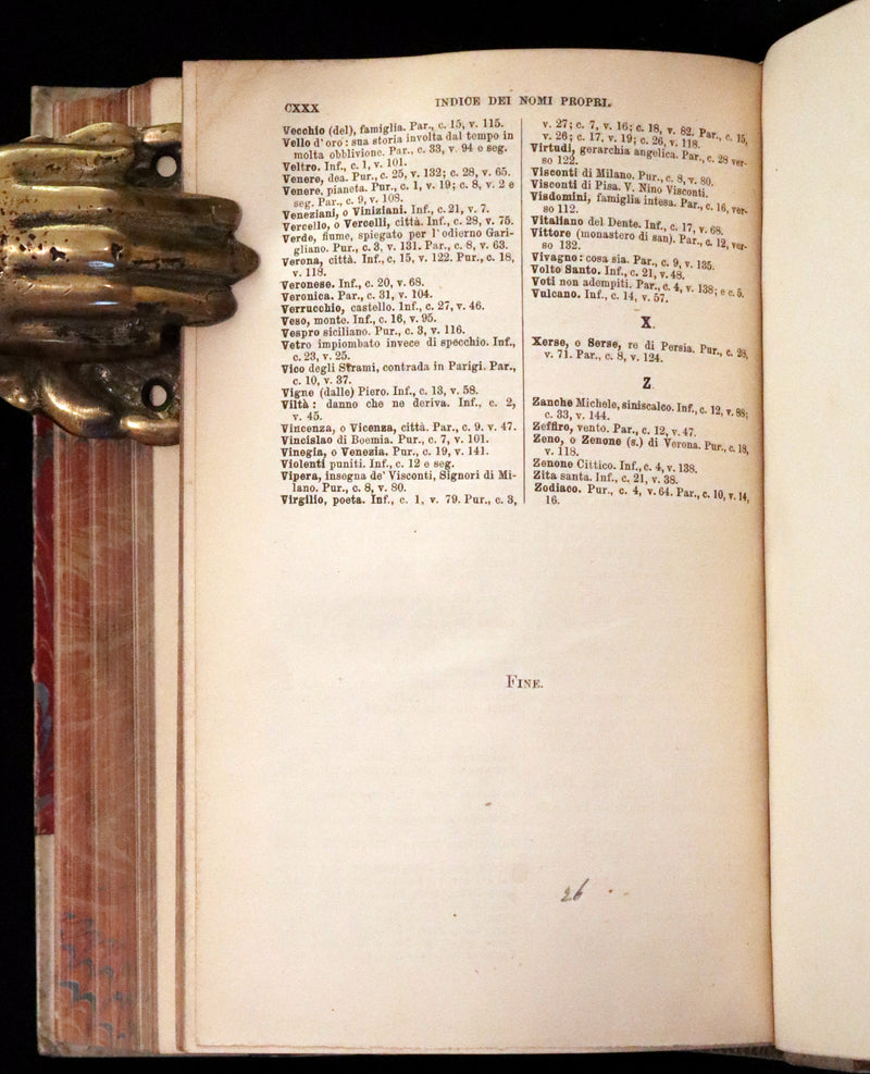 1865 Rare Italian Vellum Book - La Divina Commedia di DANTE ALIGHIERI - Divine Comedy.