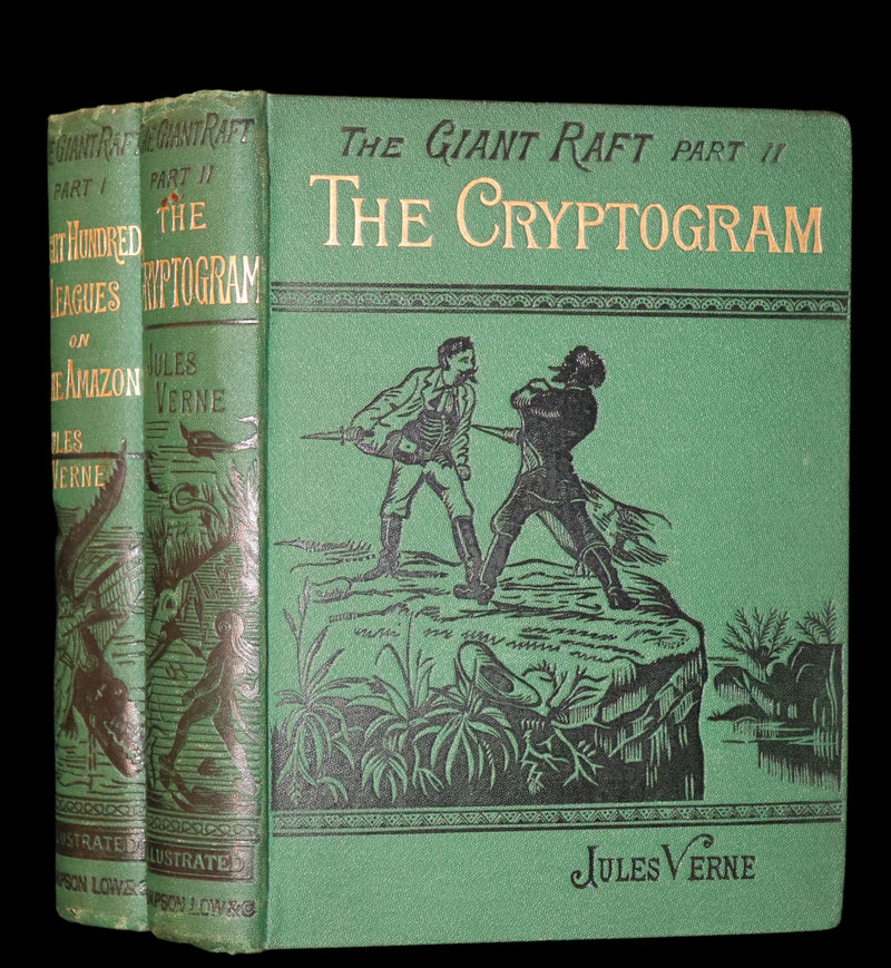 1885 Rare Complete set - Jules Verne The Giant Raft I & II. Eight Hundred Leagues on the Amazon & The Cryptogram.