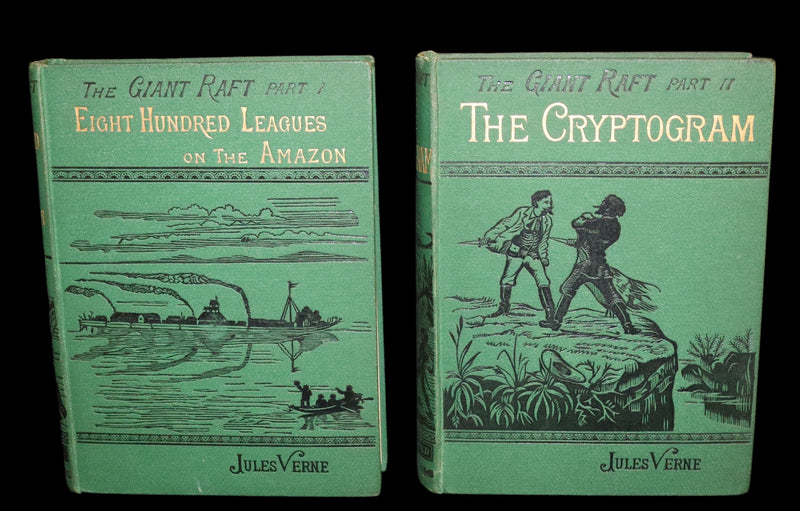 1885 Rare Complete set - Jules Verne The Giant Raft I & II. Eight Hundred Leagues on the Amazon & The Cryptogram.