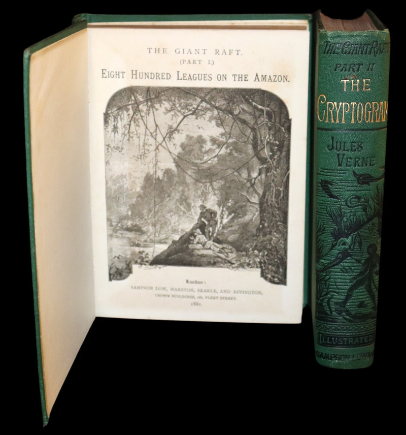 1885 Rare Complete set - Jules Verne The Giant Raft I & II. Eight Hundred Leagues on the Amazon & The Cryptogram.