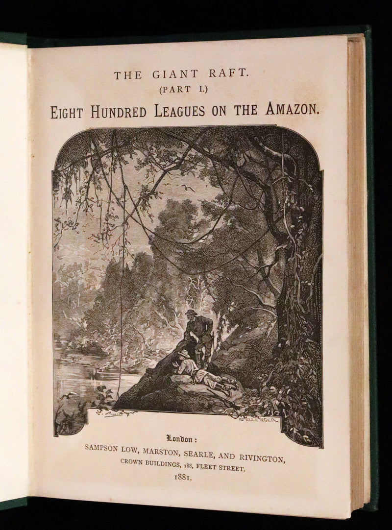 1885 Rare Complete set - Jules Verne The Giant Raft I & II. Eight Hundred Leagues on the Amazon & The Cryptogram.
