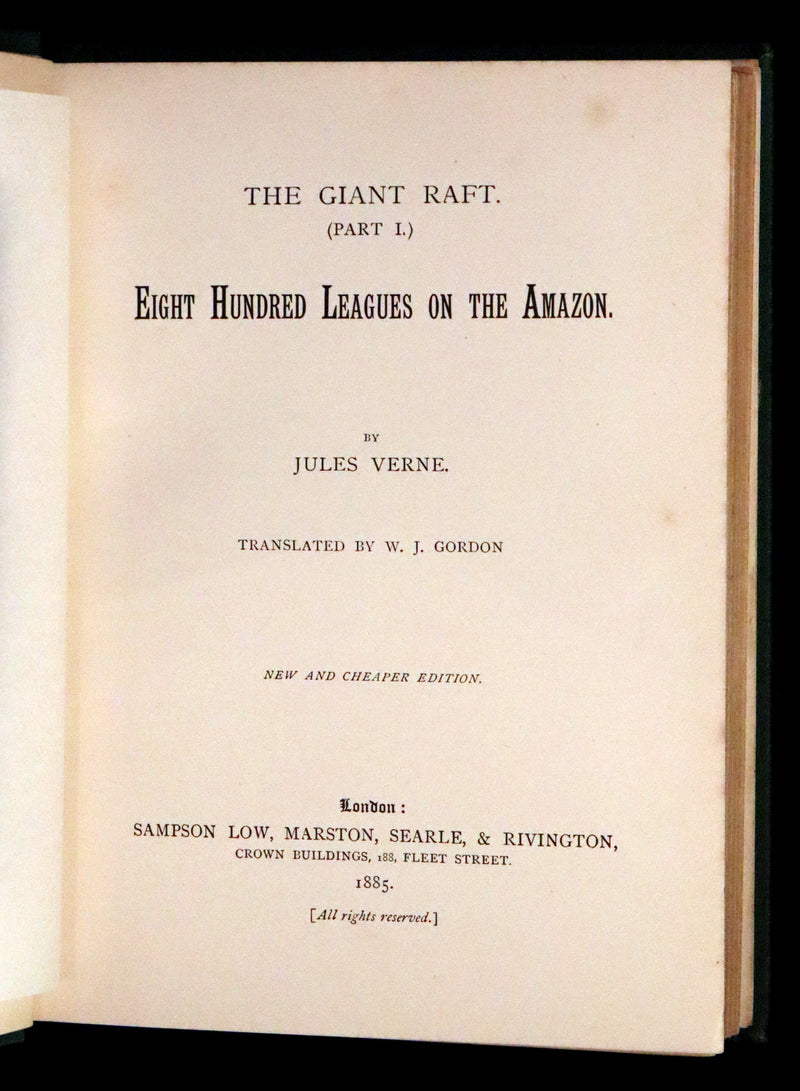 1885 Rare Complete set - Jules Verne The Giant Raft I & II. Eight Hundred Leagues on the Amazon & The Cryptogram.